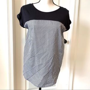 AGB Gingham Mixed Media Blouse—SZ. Small